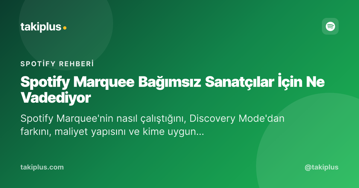 Spotify Marquee Bağımsız Sanatçılar İçin Ne Vadediyor